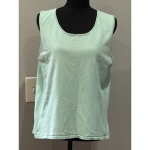 Silk Club Mint Green Tank Large Minimalist Soft‎ Girl Coastal Resort Silk Blend